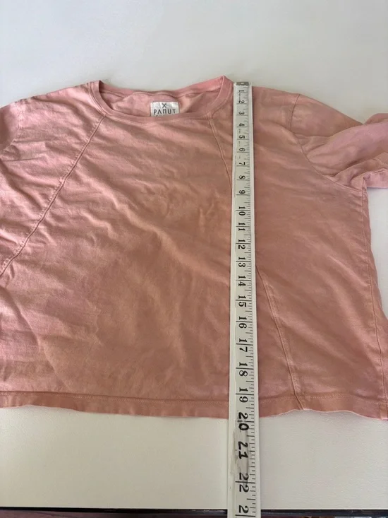 Pamut Apparel Cropped Boxy Tee Washed Peach 100% Cotton Boho Casual Size L - Picture 6 of 9